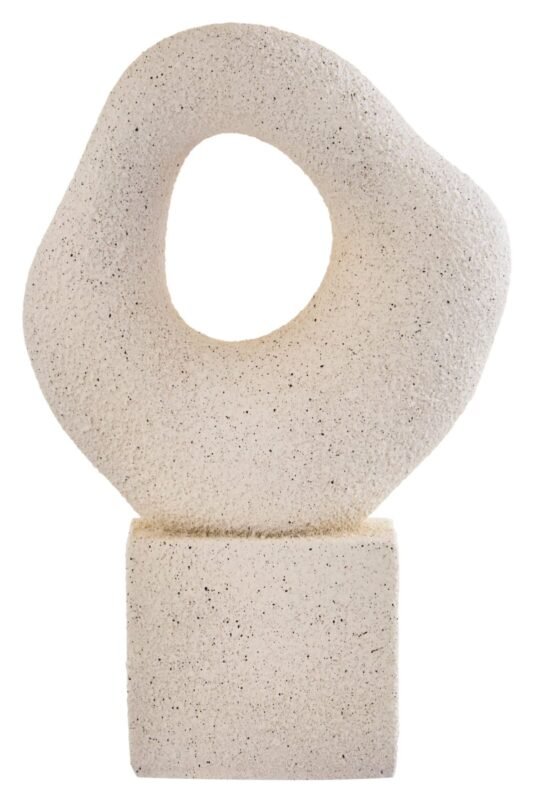 Lismore Cream Textured Abstract Loop Sculpture on Pedestal
