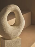 Lismore Cream Textured Abstract Loop Sculpture on Pedestal