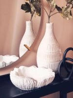 Lismore White Curved Textured Decorative Bowl