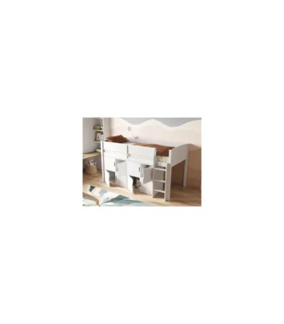 Loop Mid Sleeper Bed Cube Unit Set White with 8 White Doors