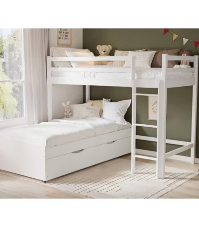 Lucia L Shaped Bunk Bed White