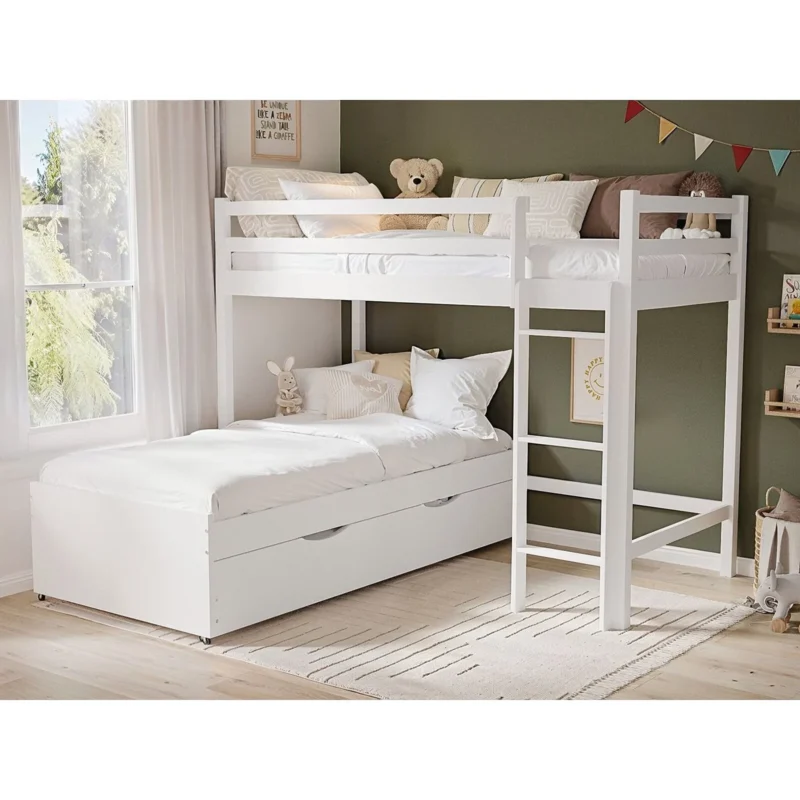 Lucia L Shaped Bunk Bed White