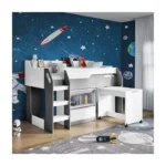 Lulu Mid Sleeper Bed with Storage White and Grey