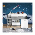 Lulu Mid Sleeper Bed with Storage White and Grey