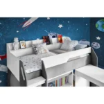 Lulu Mid Sleeper Bed with Storage White and Grey