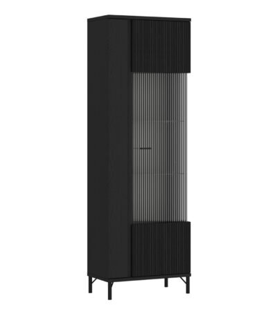 Lusaka Display Cabinet 1 Door in Black Graphite