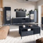 Lusaka Display Cabinet 1 Door in Black Graphite