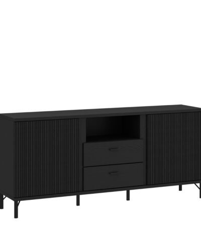 Lusaka TV Cabinet 2 Door 2 Drawer in Black Graphite