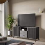 Lusaka TV Cabinet 2 Door 2 Drawer in Black Graphite