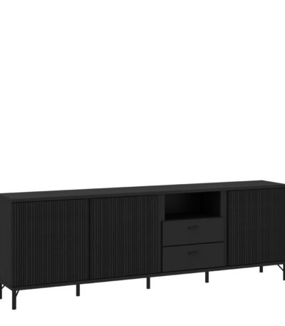 Lusaka TV Cabinet 3 Door 2 Drawer in Black Graphite