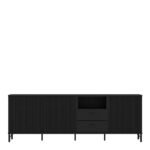 Lusaka TV Cabinet 3 Door 2 Drawer in Black Graphite