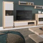 Lyon 1 Drawer TV Cabinet with Open Shelf in Riviera Oak/White High Gloss