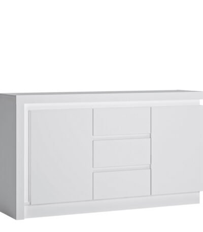 Lyon 2 Door 3 Drawer Sideboard (including LED lighting) in White and High Gloss