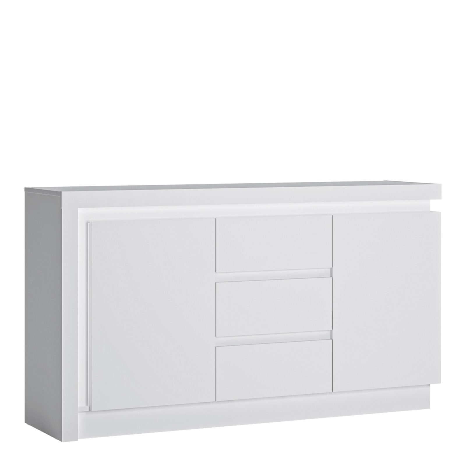 Lyon 2 Door 3 Drawer Sideboard (including LED lighting) in White and High Gloss Lyon 2 Door 3 Drawer Sideboard (including LED lighting) in White and High Gloss