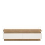 Lyon 2 Drawer TV Cabinet in Riviera Oak/White High Gloss