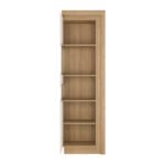Lyon Tall Narrow Display Cabinet (LHD) in Riviera Oak/White High Gloss