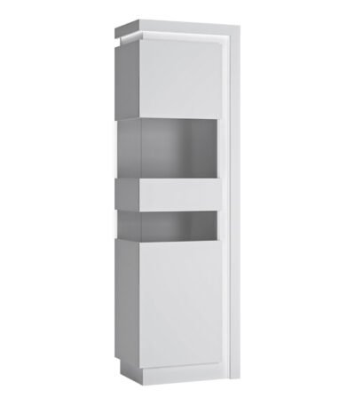 Lyon Tall Narrow Display Cabinet (LHD) (including LED lighting) in White and High Gloss