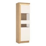 Lyon Tall Narrow Display Cabinet (RHD) in Riviera Oak/White High Gloss