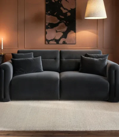 Mabel 3 Seater Sofa Charcoal Velvet
