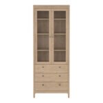 Madrid China Cabinet 2 Doors with Glass + 3 Drawers in Jackson Hickory Oak