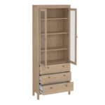 Madrid China Cabinet 2 Doors with Glass + 3 Drawers in Jackson Hickory Oak