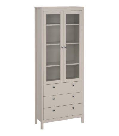 Madrid China Cabinet 2 Glass Doors with 3 Drawers