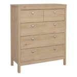 Madrid Package - Bedside Table 2 Drawers + Chest 5 Drawers + 3 Door Wardrobe in Jackson Hickory Oak