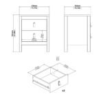 Madrid Package - Bedside Table 2 Drawers + Chest 5 Drawers + Wardrobe with 3 Doors