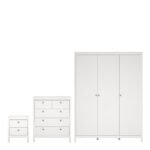 Madrid Package - Bedside Table 2 Drawers + Chest 5 Drawers + Wardrobe with 3 Doors
