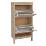 Madrid Shoe Cabinet 2 Flap Doors in Jackson Hickory Oak