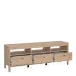 Madrid TV-Unit 3 Drawers in Jackson Hickory Oak
