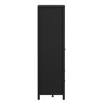 Madrid Wardrobe with 1 Door 1 Mirror Door 2 Drawers Matt Black