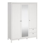Madrid Wardrobe with 2 Doors 1 Mirror Door 2 Drawers White
