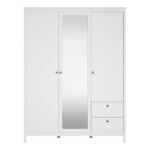 Madrid Wardrobe with 2 Doors 1 Mirror Door 2 Drawers White