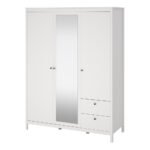 Madrid Wardrobe with 2 Doors 1 Mirror Door 2 Drawers White