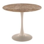 Malta Round Dining Table in Brown Ceramic with Grey Base