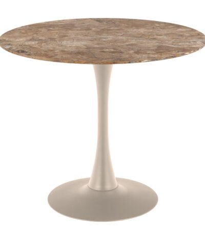 Malta Round Dining Table in Brown Ceramic with Grey Base
