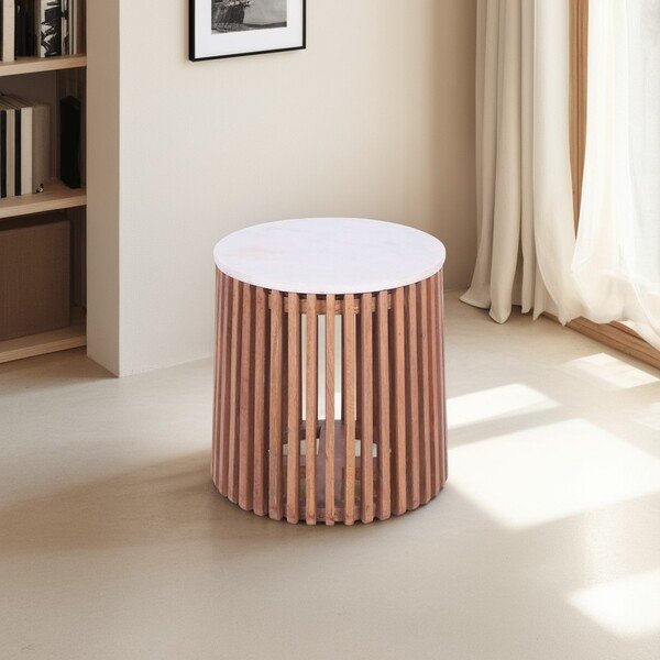 Marble Top Mango Side Table
