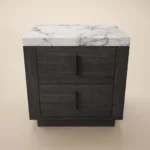 Marcel Walnut Bedside Table with Marble Effect Top