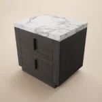 Marcel Walnut Bedside Table with Marble Effect Top