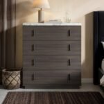 Marcel Walnut Chest of 4 Drawers with Marble Effect Top
