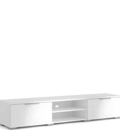 Match TV Unit 2 Drawers 2 Shelf in White High Gloss