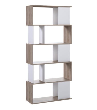 Maze Open Bookcase 4 Shelves in Jackson Hickory Oak and White