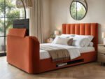 Megane Side Lift TV Ottoman Bed Burnt Orange Velvet