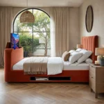 Megane Side Lift TV Ottoman Bed Burnt Orange Velvet