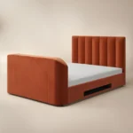 Megane Side Lift TV Ottoman Bed Burnt Orange Velvet