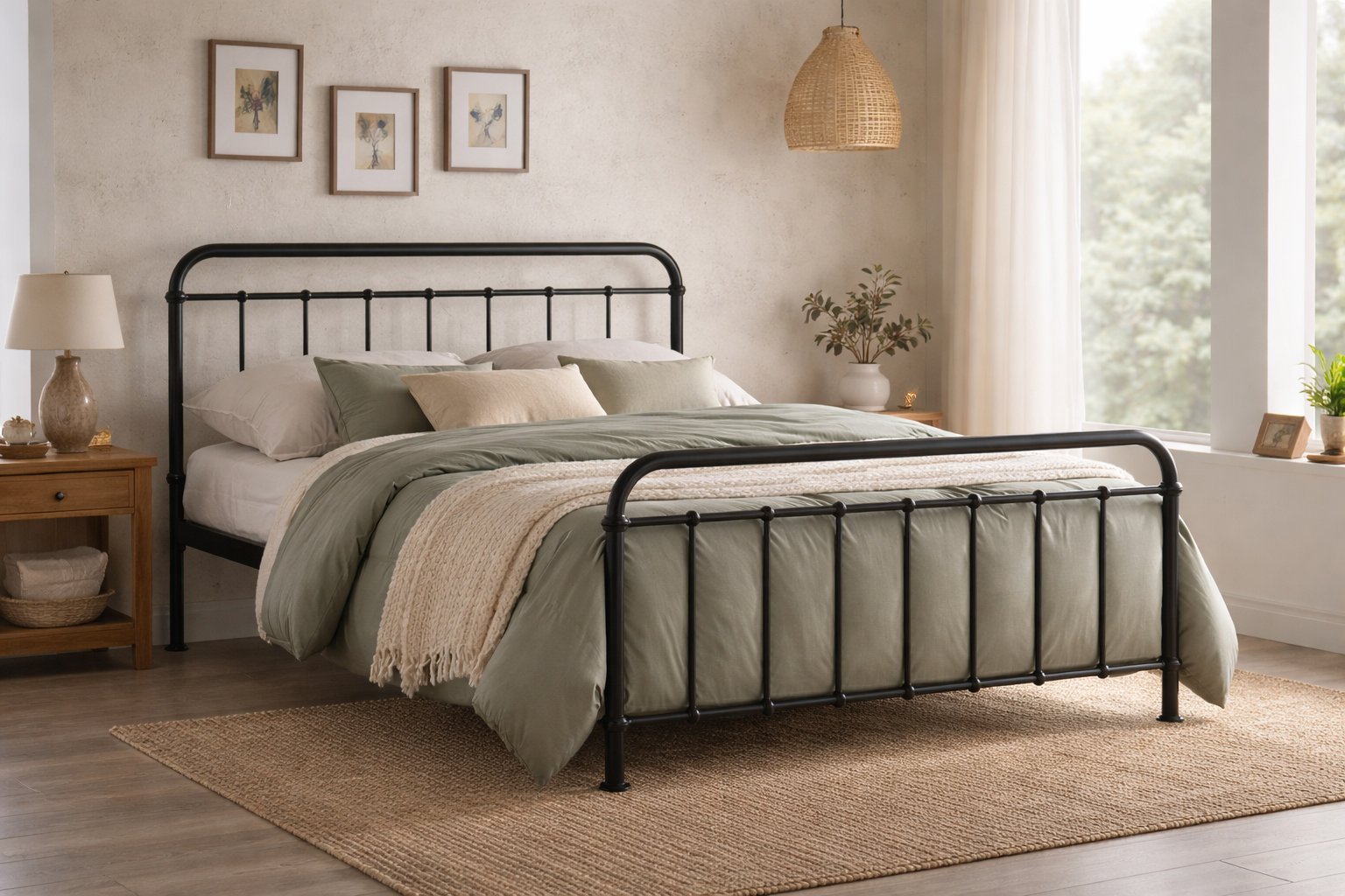 miami-metal-bed-frame-black-double-1.jpg Miami Metal Bed Frame - Image 1