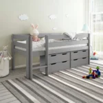 Mid Sleeper Shorty with Chest of Drawers Grey