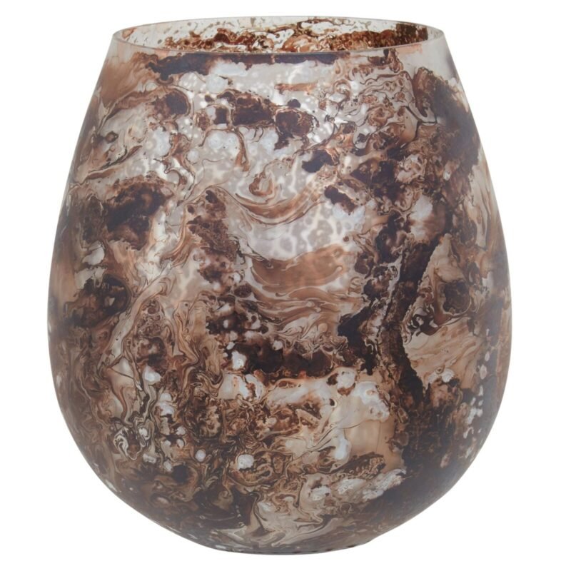 Mingulay Brown Marble Effect Large Glass Candle Holder