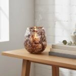 Mingulay Brown Marble Effect Large Glass Candle Holder